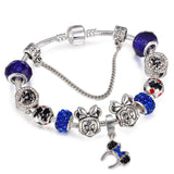 Silver Mickey Minnie Bracelets Bangles for Women Jewelry Crystal Handmade Bracelet Charm Friendship Bracelet