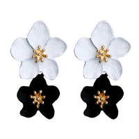 Design Big Double Flower Mixed Earrings for Women Summer Party Wedding Exaggerated Earrings