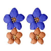 Design Big Double Flower Mixed Earrings for Women Summer Party Wedding Exaggerated Earrings