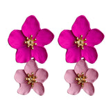 Design Big Double Flower Mixed Earrings for Women Summer Party Wedding Exaggerated Earrings