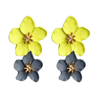 Design Big Double Flower Mixed Earrings for Women Summer Party Wedding Exaggerated Earrings