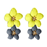 Design Big Double Flower Mixed Earrings for Women Summer Party Wedding Exaggerated Earrings