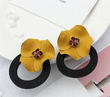 Design Big Double Flower Mixed Earrings for Women Summer Party Wedding Exaggerated Earrings