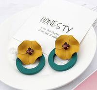 Design Big Double Flower Mixed Earrings for Women Summer Party Wedding Exaggerated Earrings