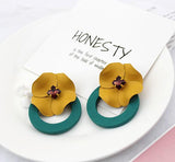 Design Big Double Flower Mixed Earrings for Women Summer Party Wedding Exaggerated Earrings