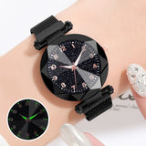 Women Watches Quartz Stainless Steel Band Magnet Buckle Starry Sky Wrist Watch Ladies Dress Clock