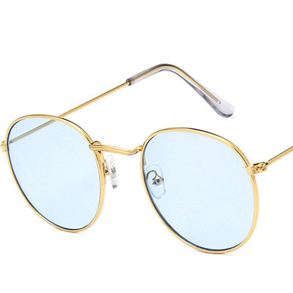 Mirror Metal Sunglasses Women Flat Round Glasses UV400 Street Beat