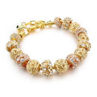 Gold Charm Bracelets for Women DIY Beads Crystal Bracelets Bangles Jewelry Bracelets