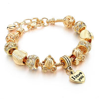 Gold Charm Bracelets for Women DIY Beads Crystal Bracelets Bangles Jewelry Bracelets