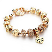 Gold Charm Bracelets for Women DIY Beads Crystal Bracelets Bangles Jewelry Bracelets