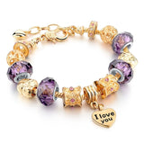 Gold Charm Bracelets for Women DIY Beads Crystal Bracelets Bangles Jewelry Bracelets