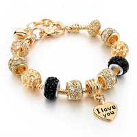 Gold Charm Bracelets for Women DIY Beads Crystal Bracelets Bangles Jewelry Bracelets