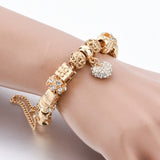 Jewelry Heart Charm Bracelets for Women Crystal Beads Gold Bracelets Bangles for Feminina