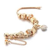 Jewelry Heart Charm Bracelets for Women Crystal Beads Gold Bracelets Bangles for Feminina