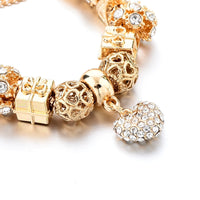 Jewelry Heart Charm Bracelets for Women Crystal Beads Gold Bracelets Bangles for Feminina