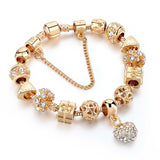 Jewelry Heart Charm Bracelets for Women Crystal Beads Gold Bracelets Bangles for Feminina