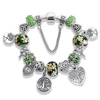 Green Tree Of Life Bracelets Bangles for Women Crystal Beads Bracelet Jewelry Charm Bracelets Femme