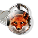 Lovely Fox Picture Glass Cabochon Keychain Animal Pendant Metal Key Rings Christmas Gifts for Kids