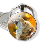 Lovely Fox Picture Glass Cabochon Keychain Animal Pendant Metal Key Rings Christmas Gifts for Kids