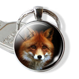 Lovely Fox Picture Glass Cabochon Keychain Animal Pendant Metal Key Rings Christmas Gifts for Kids