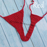 Fans Free Super Mini Micro G-strings Thongs Red Sexy Bikini Bottom Hot Women's Swimwear Crochet Side String Tie Thong