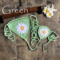 Handmade Crochet Flower Micro Bikini G Thong String Beach Micro Swimwear Sexy Lingerie Sets