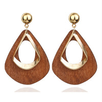 Natural Handmade Wood Earrings for Women Big Size Brand Design Round Oval Wave Statement Earring Bohemia