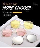 Small Polygonal Metal Sunglasses Women Sun Glasses Female Oval Eyewear UV400