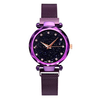 Watches for Women Rose Gold Mesh Magnet Buckle Starry Quartz Watch Geometric Surface Casual Women Quartz Wristwatch