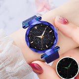 Watches for Women Rose Gold Mesh Magnet Buckle Starry Quartz Watch Geometric Surface Casual Women Quartz Wristwatch