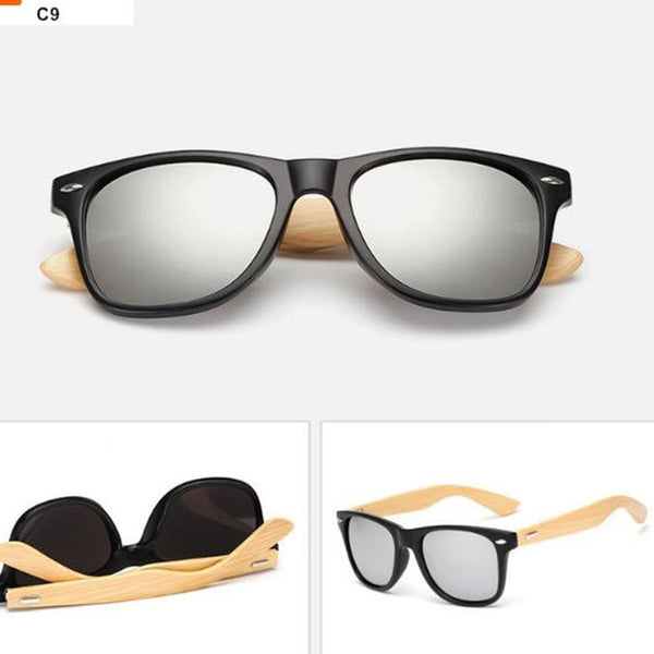 Bamboo Frame Sunglasses Women Classic Metal Sun Glasses Outdoor Wooden Legs