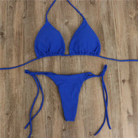 2Pcs Sexy Women Swimwear Bikini Set Bra Tie Side G-String Thong Beach Triangle Suit Swimsuit Bathing Swimming