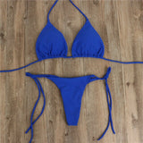 2Pcs Sexy Women Swimwear Bikini Set Bra Tie Side G-String Thong Beach Triangle Suit Swimsuit Bathing Swimming