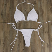 2Pcs Sexy Women Swimwear Bikini Set Bra Tie Side G-String Thong Beach Triangle Suit Swimsuit Bathing Swimming