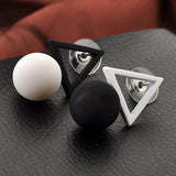 White Black Geometric Drop Earrings for Women Star Square Triangle Irregular Statement Earrings