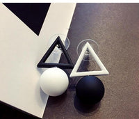 White Black Geometric Drop Earrings for Women Star Square Triangle Irregular Statement Earrings