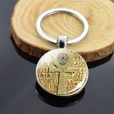 Ancient Egyptian Keychain Ankh Cross Anubis Scarab Picture Glass Cabochon Double Side Keychain Religious