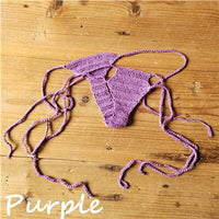 13 colors Hand Crochet Sexy Mini Bikini Women Micro Swimwear G-string pants Cotton Sunbathing Bikini