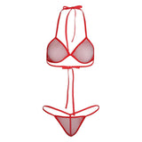 Women's Bikini Swimsuit Bra Top with Matching G-string Swimwear Fishnet See-through Bikini Thongs Female Swimming Suit