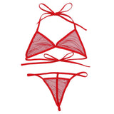 Women's Bikini Swimsuit Bra Top with Matching G-string Swimwear Fishnet See-through Bikini Thongs Female Swimming Suit