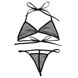 Women's Bikini Swimsuit Bra Top with Matching G-string Swimwear Fishnet See-through Bikini Thongs Female Swimming Suit