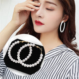 Elegant Created Big Simulated Pearl Long Earrings Pearls String Statement Drop Earrings for Wedding Party Gift