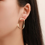 Gold Silver Plated Geometric Big Oval Earrings for Women Big Hollow Drop Earrings