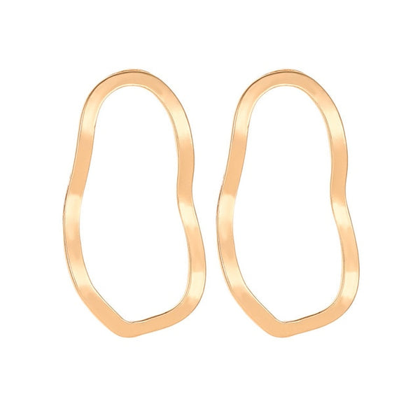 Gold Silver Plated Geometric Big Oval Earrings for Women Big Hollow Drop Earrings