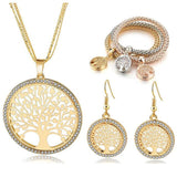 Tree Of Life Bracelets Necklace Earrings Sets Gold for Women Bridal Elegant Wedding Set