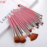 Professional 18Pcs Foundation Makeup Brushes Set Kabuki Eye shadow Eyeliner Mascara Blush Brushes Set Powder Tool Kits