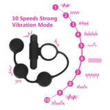 Penis Vibrator Ring with Anal Bead Butt Plug 3 Balls Prostate Massager 10 Speed Male Masturbation for Men