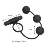 Penis Vibrator Ring with Anal Bead Butt Plug 3 Balls Prostate Massager 10 Speed Male Masturbation for Men