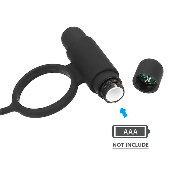 Penis Vibrator Ring with Anal Bead Butt Plug 3 Balls Prostate Massager 10 Speed Male Masturbation for Men