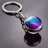 Galaxy Planet Keychain Trendy Solar System Art Picture Glass Ball Key Chain Moon Earth Mars Double Side Pendant Universe Jewelry